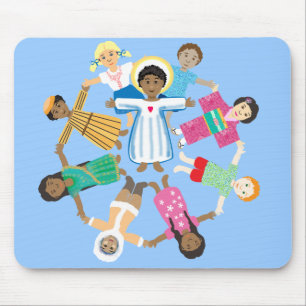 Tapis De Souris Enfant Jésus avec enfants de toutes les nations