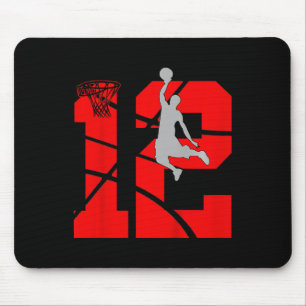 Tapis De Souris Enfants 12 ans 12e Basketball fête d'anniversaireT