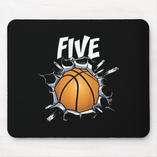Tapis De Souris Enfants 5 ans Basketball Anniversaire Thème 5t (Devant)