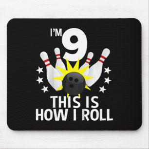 Tapis De Souris Enfants 9 ans Bowling Anniversaire Chemise de fête