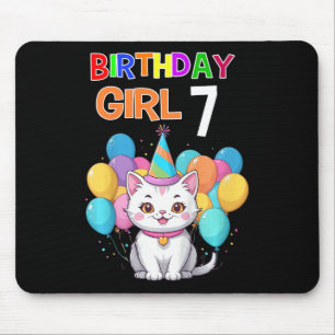 Tapis De Souris Enfants Chat Anniversaire 7 Anniversaire Filles 7e