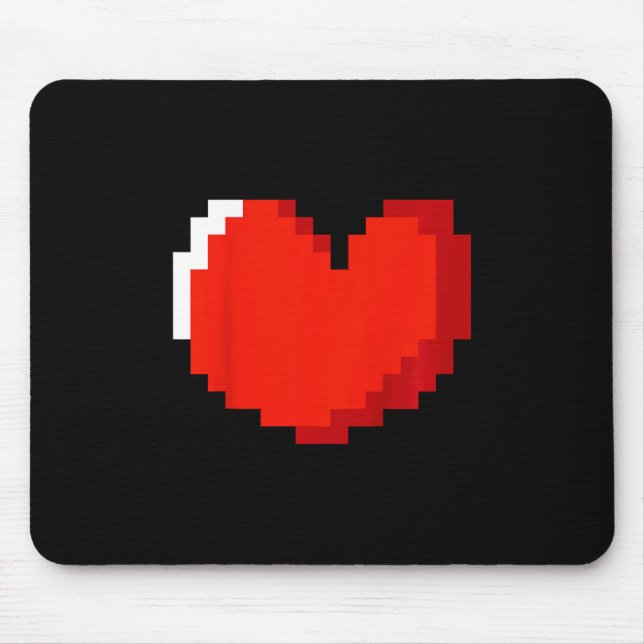 Tapis De Souris Enfants Coeur Pixel Art Valentines Jour Amour Jeu  (Devant)