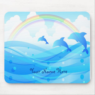 Tapis De Souris Enfants dauphin et arc-en-ciel