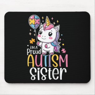 Tapis De Souris Enfants fiers de leur sœur autiste T-shirt Licorne