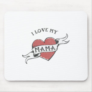 Tapis De Souris Enfants J'Aime Ma Mama Heart Tattoo Fête des mères