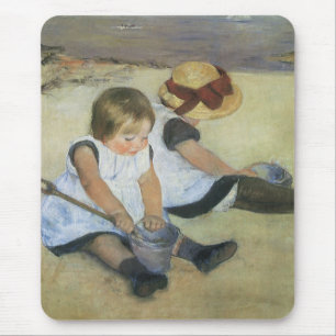 Tapis De Souris Enfants jouant sur la plage par Mary Cassatt