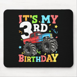 Tapis De Souris Enfants Monster Camion Mon 3e anniversaire Garçon