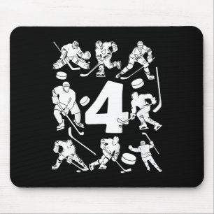 Tapis De Souris Enfants Numéro 4 Ans Hockey sur Glace 4ème Anniver