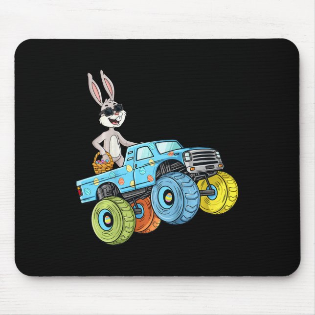 Tapis De Souris Enfants Pâques Rabbit équitation Monster Camion Fu (Devant)