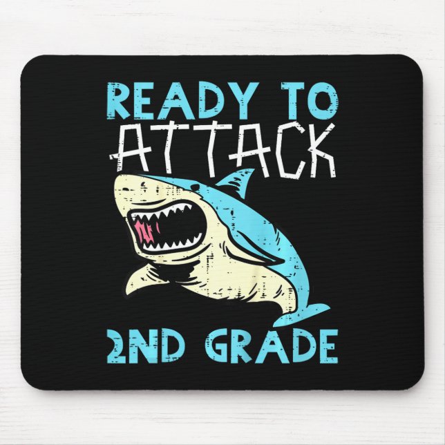 Tapis De Souris Enfants Requin Prêts à Attaquer 2e Année Second Pr (Devant)