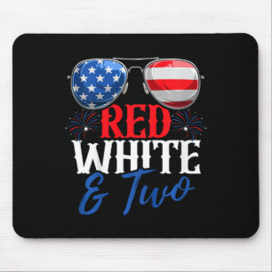 Tapis De Souris Enfants Rouge Blanc Et Deux 4 Juillet Fête D'anniv