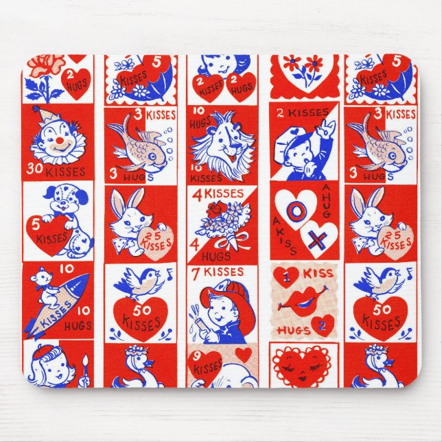 Tapis De Souris Enfants Saint Valentin Salutations Câlins Baisers  (Devant)