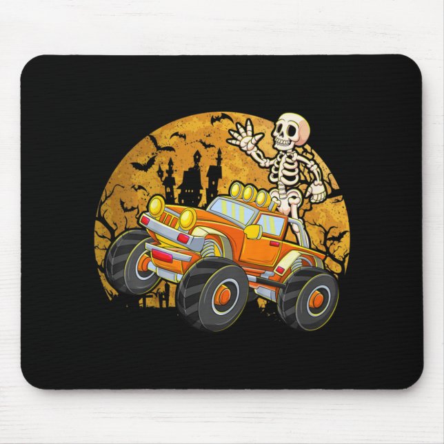 Tapis De Souris Enfants Skeleton équitation Monster Camion Hallowe (Devant)