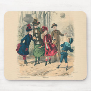 Tapis De Souris Enfants victoriens antiques jouant au ballon Hiver