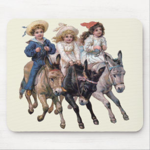 Tapis De Souris Enfants victoriens et chevaux