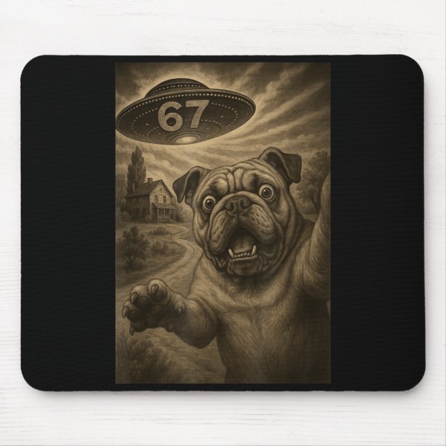 Tapis De Souris English Bulldog Dog Selfie 67 Meme Six Seven Funny (Devant)