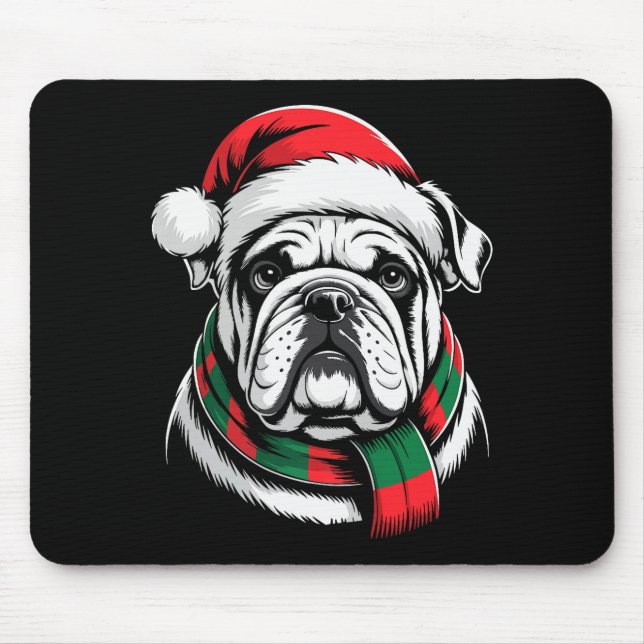 Tapis De Souris English Bulldog Xmas Santa Hat F Christmas Costume (Devant)