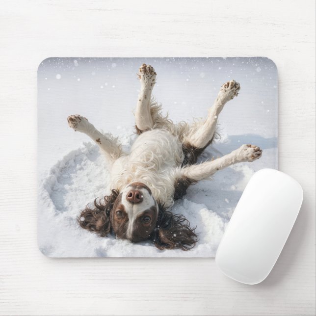 Tapis De Souris English Springer Spaniel Ange de Neige (Avec souris)
