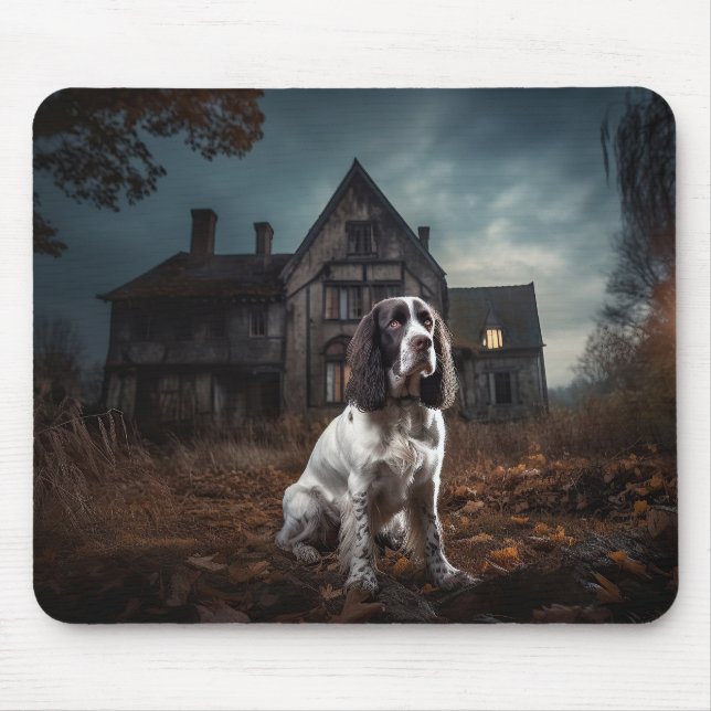 Tapis De Souris English Springer Spaniel Halloween Épouvantable (Devant)
