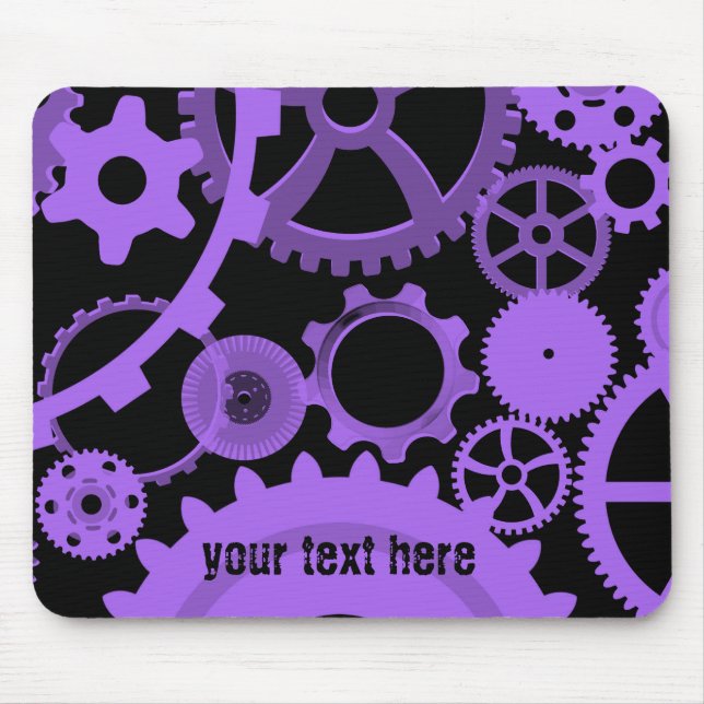 Tapis De Souris Engrenages violets en noir (Devant)