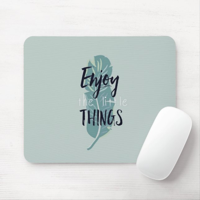 Tapis De Souris “Enjoy the Little Things” Minimal Feather Mouse Pa (Avec souris)