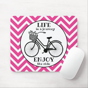 Tapis De Souris Enjoy the ride bicycle pink chevron quote