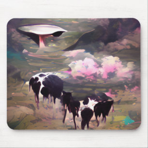 Tapis De Souris Enlèvement de vaches UFO