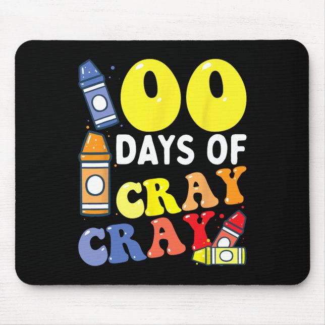 Tapis De Souris Enseignant 100 Jours Cray Cray 100e Jour De Garçon (Devant)