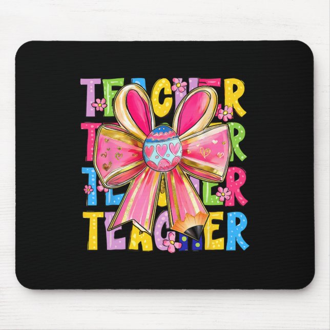 Tapis De Souris Enseignant Bunny Coquette Bow Pencil Bunny Jour de (Devant)