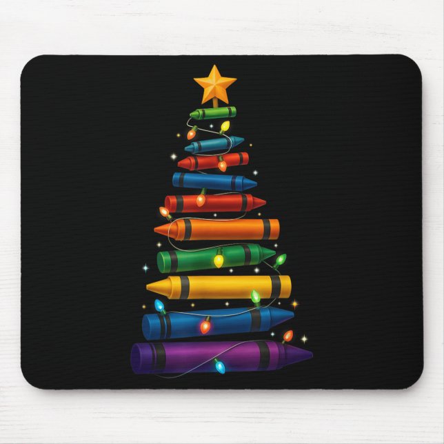 Tapis De Souris Enseignant Crayon Christmas Tree Lights Ecole étud (Devant)