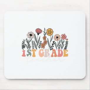Tapis De Souris Enseignant de 1re année Wildflower Floral Retour à