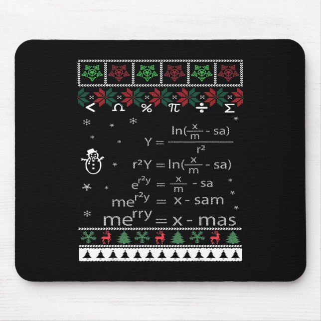 Tapis De Souris Enseignant Funky Math Noël Joyeux Noël En Eq Math (Devant)