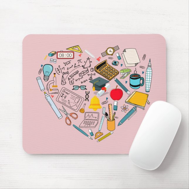 Tapis De Souris Enseignant Professeur Outil Coeur (Avec souris)