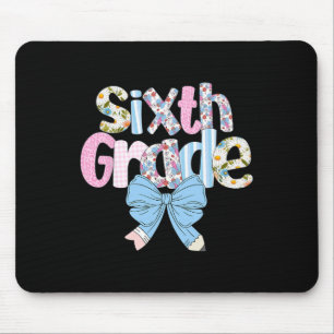 Tapis De Souris Enseignante de sixième chic à fleurs bleues Coquet