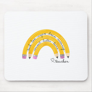 Tapis De Souris Enseigner Amour Inspirer Arc-en-ciel Crayon Enseig