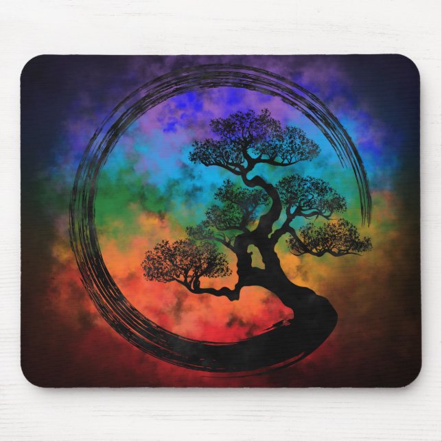 Tapis De Souris Enso Zen Circle et Bonsai Tree Nebula (Devant)