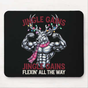 Tapis De Souris Entraînement de Noël drôle au gymnase pour rennes