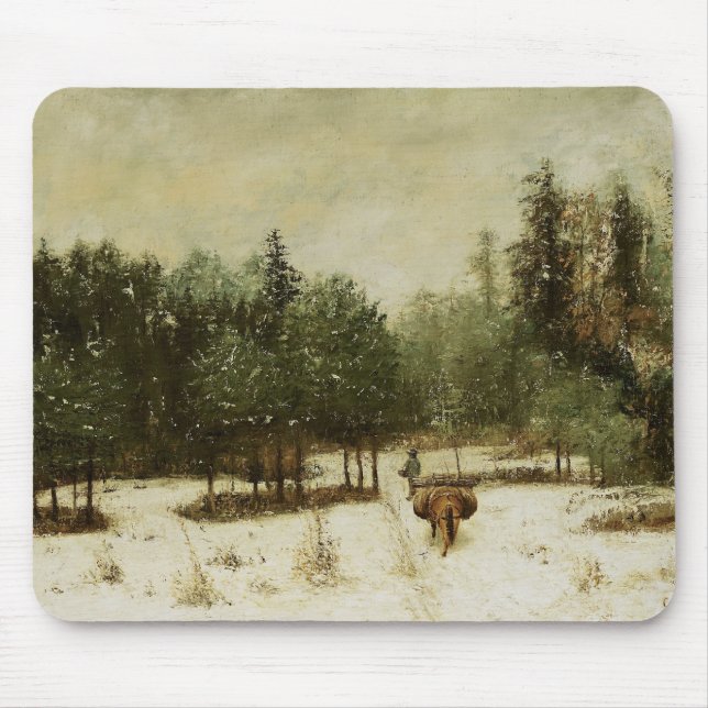 Tapis De Souris Entrée à la forêt en hiver (Devant)