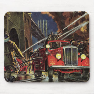 Tapis De Souris Entreprise vintage, Pompiers Pompiers Camions d'in