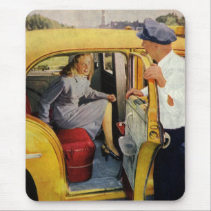 Tapis De Souris Entreprise vintage, Taxi Conducteur de taxi Femme 