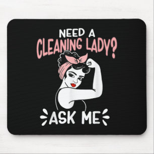 Tapis De Souris Entretien Rétro Femme Besoin D'Une Dame De Nettoya
