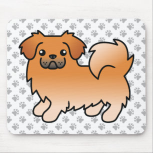 Tapis De Souris Épagneul tibétain rouge chien de dessin animé mign