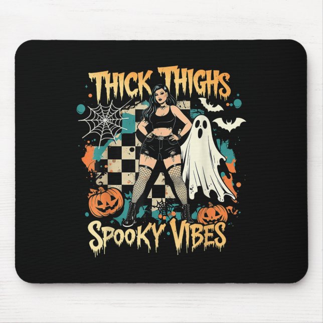 Tapis De Souris Épais Cuirs Soky Vibes Drôle Fantôme Halloween (Devant)