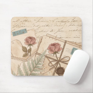 Tapis De Souris Éphemère botanique de rose vintage