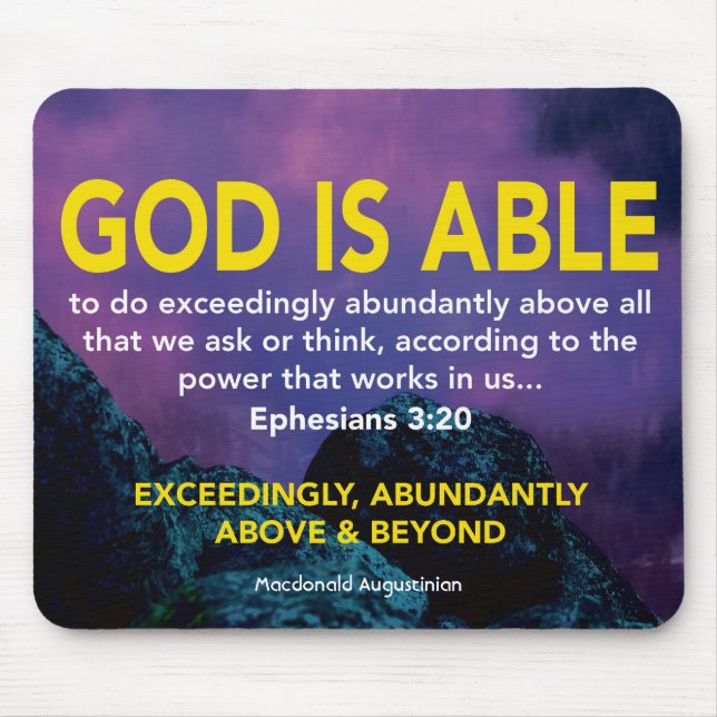 Tapis De Souris Éphésiens 3:20 DIEU EST CAPABLE Écriture Éminente (Devant)