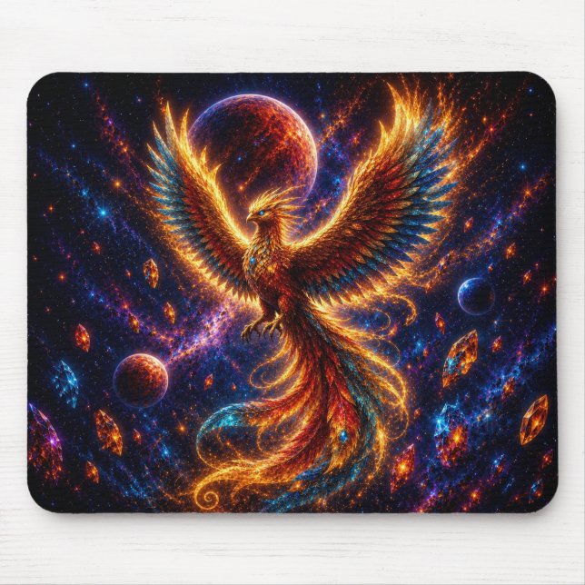 Tapis De Souris Epic Blue & Gold Celestial Phoenix Mouse Pad (Devant)