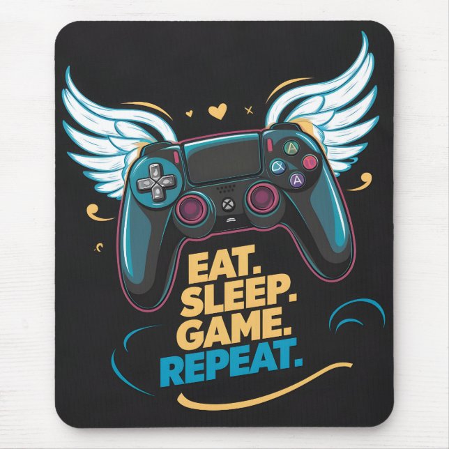 Tapis De Souris Epic Gaming Gear. Manger. Dormir. Jeu. Recommencer (Devant)