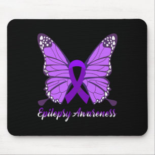 Tapis De Souris Epileps de ruban violet de papillon de sensibilisa