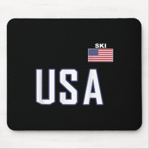 Tapis De Souris Équipe Cool De Ski Du Drapeau Usa Matériel De Ski