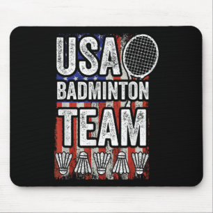 Tapis De Souris Équipe de badminton Usa Drapeau Américain Badminto